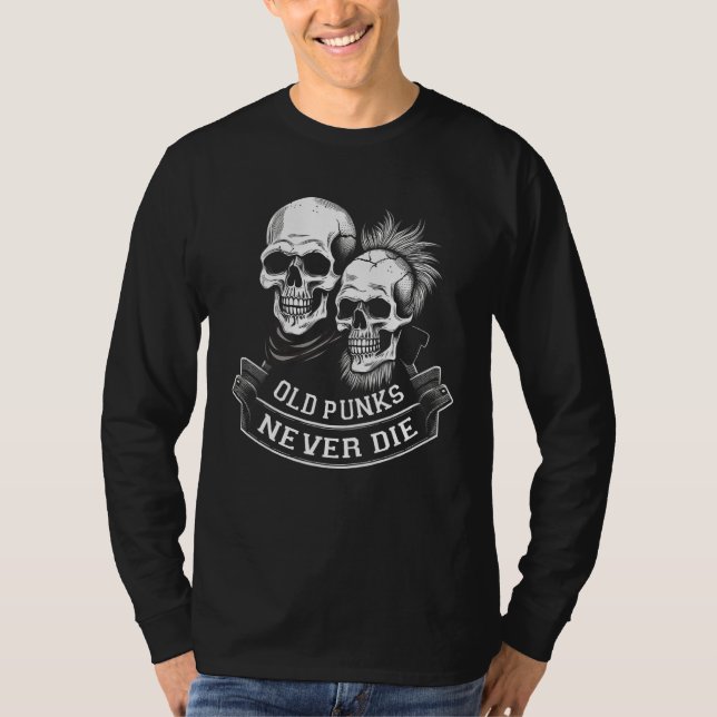 Camiseta Punk Rock Skull Skeleton Mohawk Mohican Old Punks  (Frente)