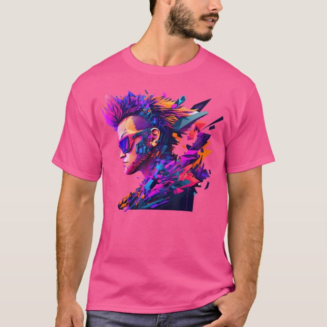 Camiseta Punk Rocker Com Óculos De Sol De Pop Art (Frente)
