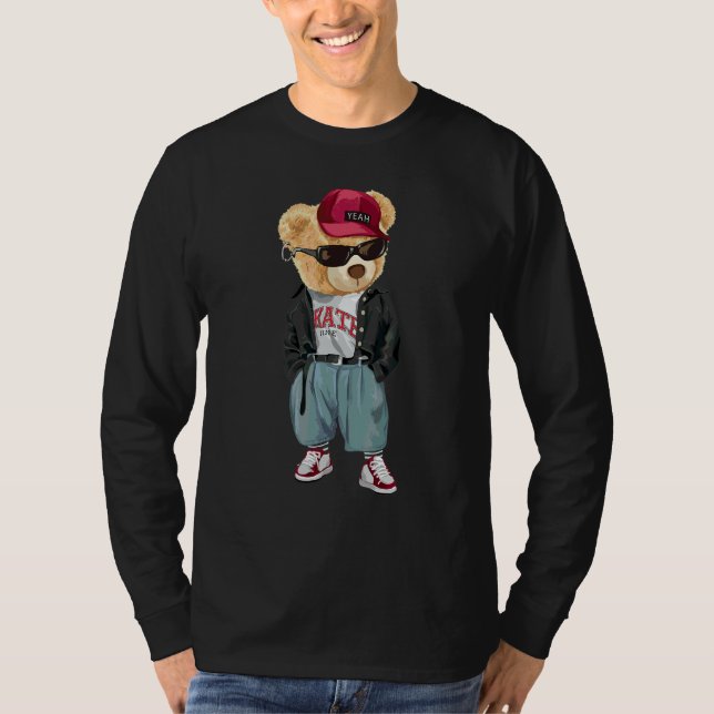 Camiseta Punk Rocker Rapper Popster Punker Teddy Bear Rap H (Frente)