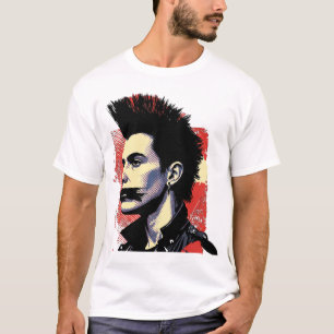 Camiseta Punk Silenciado com Moicano e Boca Colada