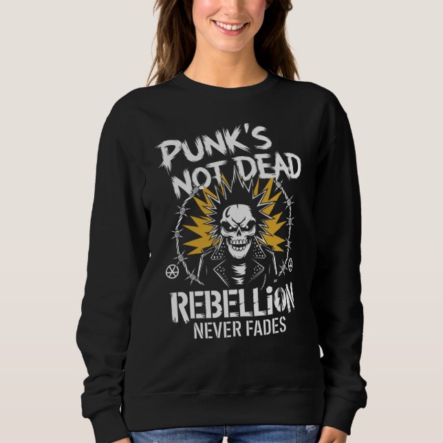 Camiseta Punks Não Morto Mohawk Skull Anarquist Punk Rock (Frente)
