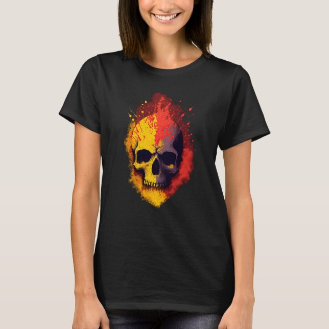 Camiseta Punks Not Dead Skull Spanish Flag Colour Edition (Frente)