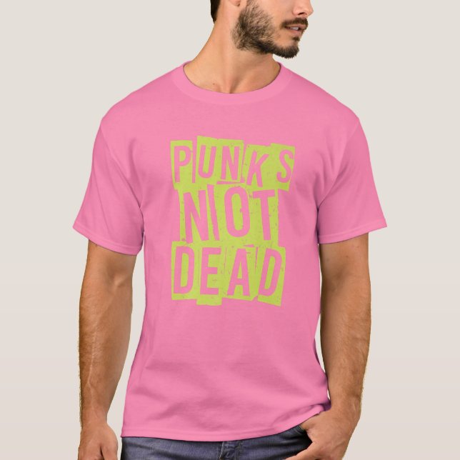 Camiseta Punk's Not Morto - Punk Rock Hardcore Pink (Frente)