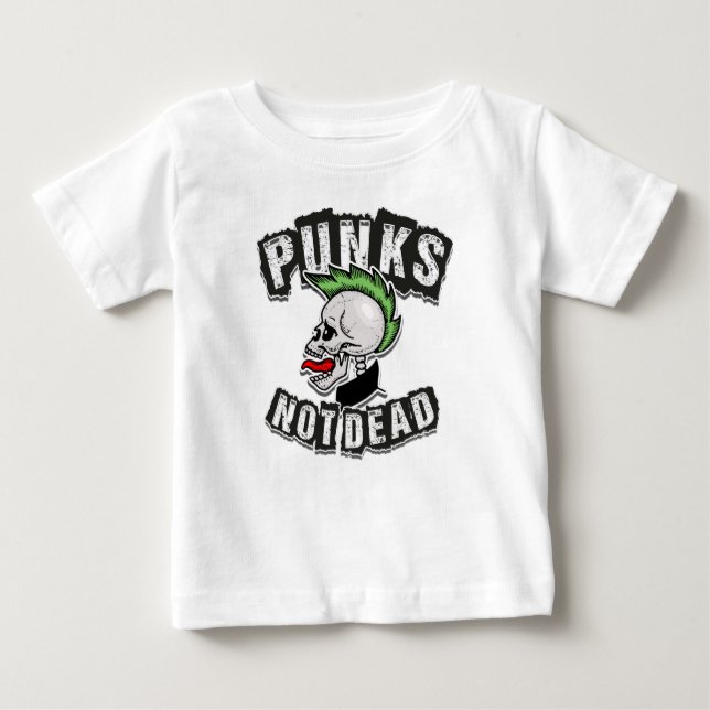 Camiseta Punks Not Morto Skull Mohawk Punk Rock Rocker (Frente)
