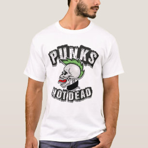Camiseta Punks Not Morto Skull Mohawk Punk Rock Rocker
