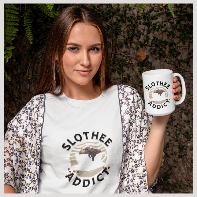 Camiseta Punny Sloth E Amantes De Café (Criador carregado)