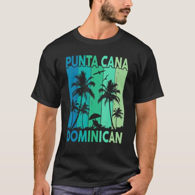 Camiseta Punta Cana Dominican Vacation Shirt Palm Tree Beac (Frente)