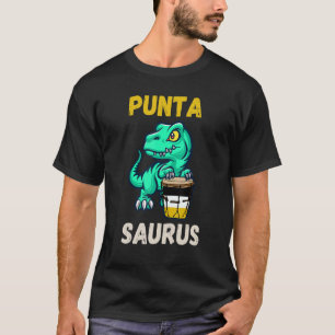 Camiseta Puntasaurus Dinossauro Jogando Tambor Com Garifuna