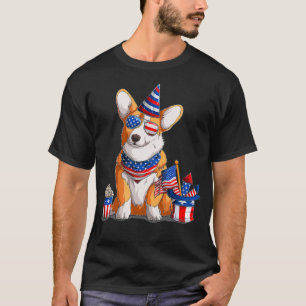 Camiseta Pup de Cachorro Galês Patriótico 4º de julho