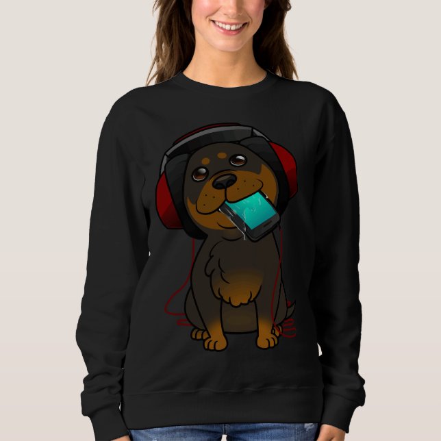 Camiseta Pup Rottweiler do Fone de Ouvido (Frente)