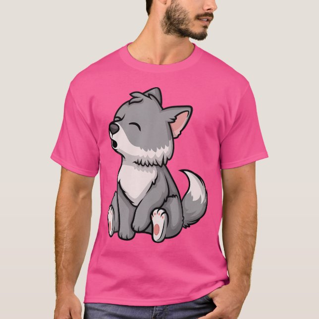 Camiseta Pup Whelp Wolf Anime Chibi Kawaii Japonês Engraçad (Frente)