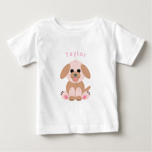 Camiseta Puppy Cartoon Personalizado Pastel Neutro