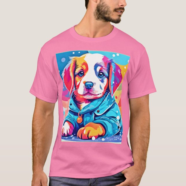 Camiseta Puppy com Design Casaco azul (Frente)