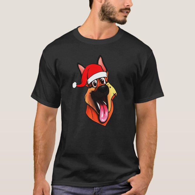 Camiseta Puppy de Natal german shepherd (Frente)