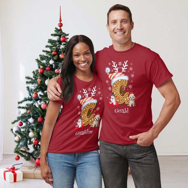 Camiseta Puppy Gingerpão de Natal - Letra G Men (Criador carregado)
