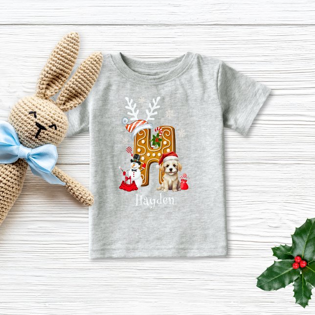 Camiseta Puppy Gingerpão de Natal - Letra H Boy (Criador carregado)