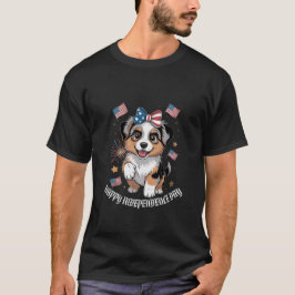 Camiseta Puppy Patriótico com Bandeiras Americanas Personal