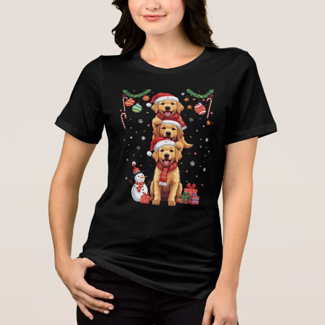Camiseta Puppy Stack Golden Retriever Christmas Dog Gift (Frente)