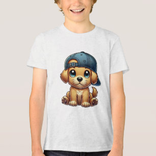 Camiseta Puppy Vestindo uma Arte de Cartoon Boné