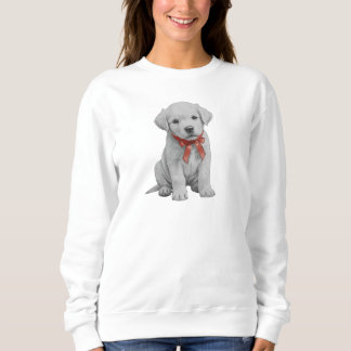 Camiseta Puppy with Red Bow Sweatshirt Cute Puppy Crewneck