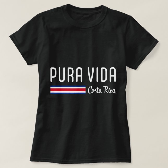 Camiseta Pura Vida Costa Rica com a bandeira da Costa Rica  (Frente do Design)