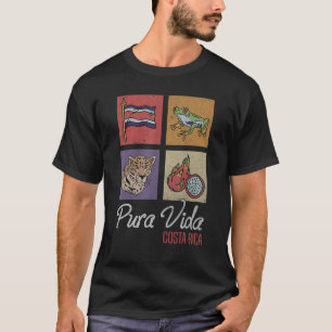 Camiseta Pura Vida Costa Rica Flag, Sapo tropical e Tigre A