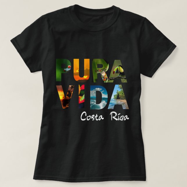 Camiseta Pura Vida Costa Rica Homens Mulheres Crianças Amig (Frente do Design)