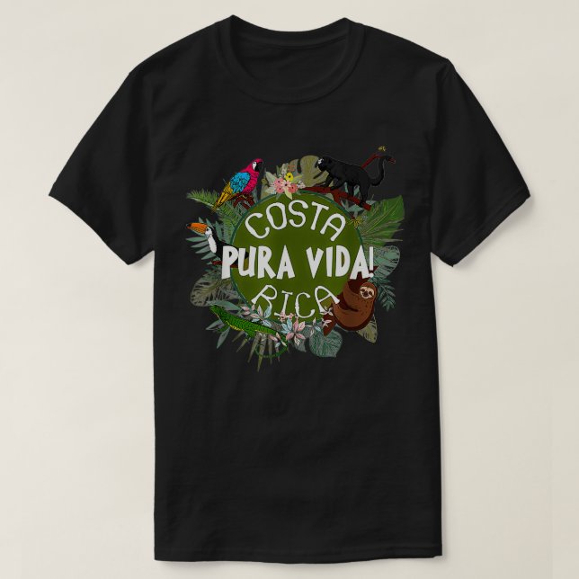 Camiseta Pura Vida Costa Rica Summer Palm Família Palm (Frente do Design)