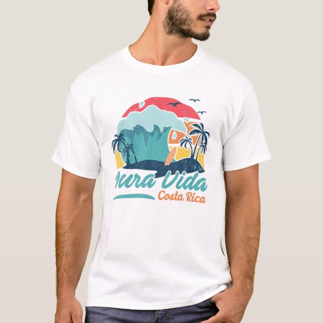 Camiseta Pura Vida Costa Rica Summer Surfing Sunset P (Frente)