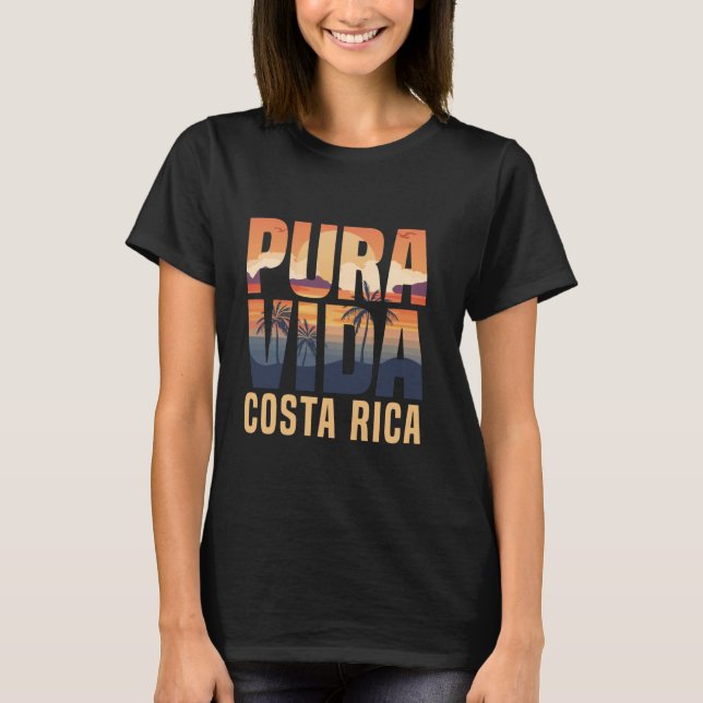 Camiseta Pura Vida Costa Rica Tropical Beach Vibes Gift (Frente)