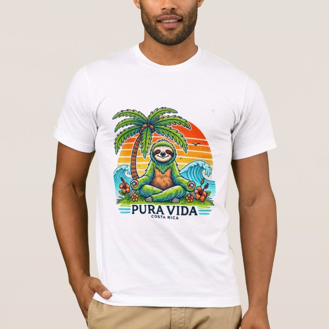 Camiseta Pura Vida Sloth meditando 01 (Frente)
