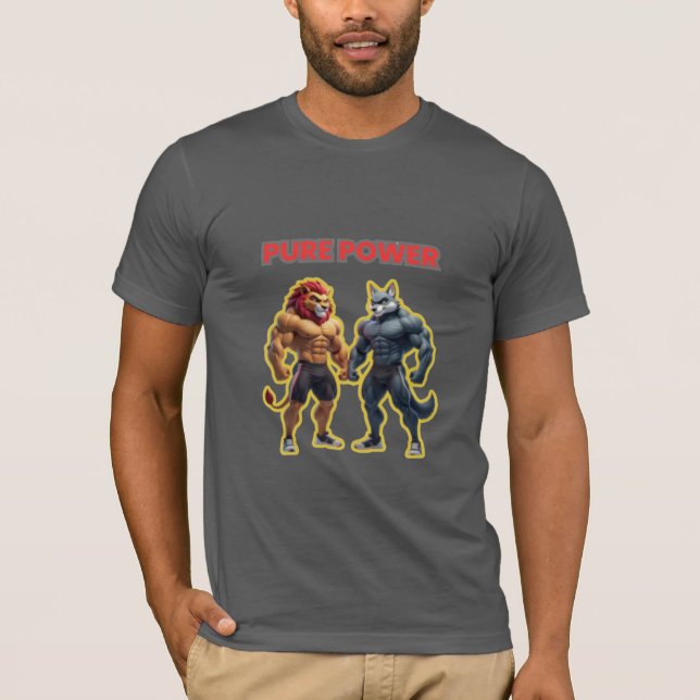 Camiseta Pure Power – Strong Animal Muscle Cartoon Design (Frente)