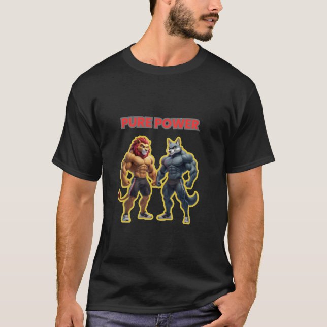 Camiseta Pure Power – Strong Animal Muscle Cartoon Design (Frente)