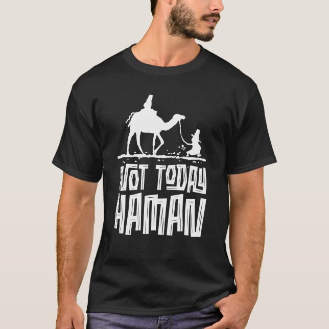 Camiseta Purim Judeu Humor Não Hoje Haman Costume Vestido U (Frente)