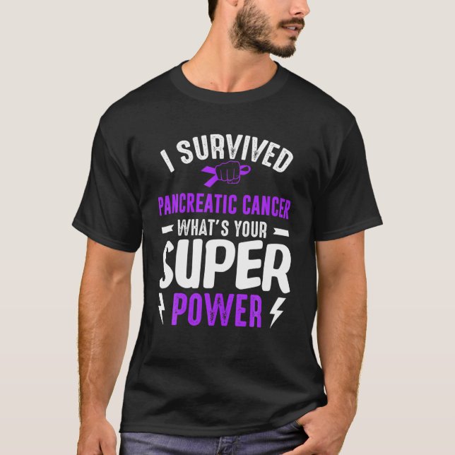 Camiseta Purpe Sobrevivente de Consciência do Câncer de pân (Frente)