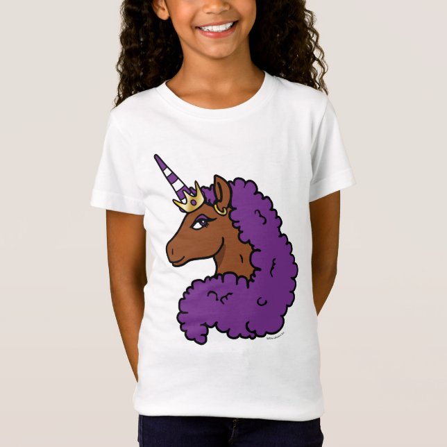 Camiseta Purple Afro Unicorn (Frente)