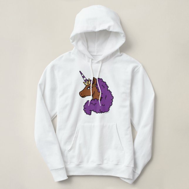 Camiseta Purple Afro Unicorn (Frente do Design)