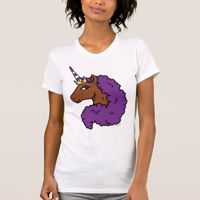 Camiseta Purple Afro Unicorn (Frente)