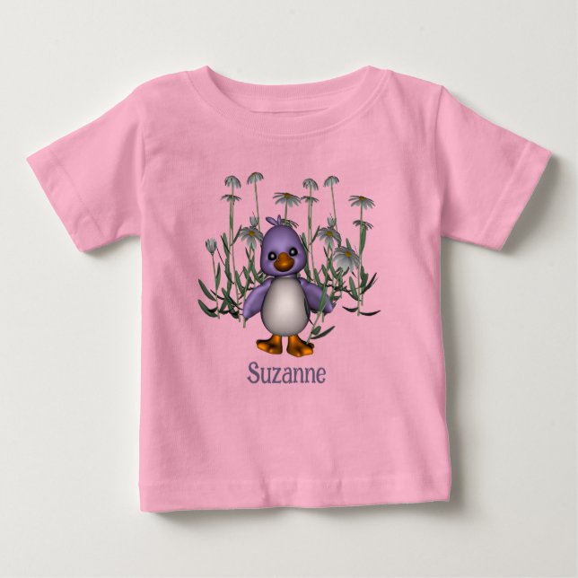 Camiseta Purple Bird And Daisies Personalized (Frente)