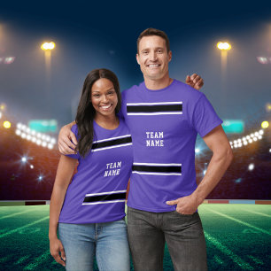 Camiseta Purple Black White Sports Jersey Nome da Equipe Un