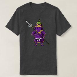 Camiseta Purple Eggplant Samurai Warrior with Spear Illustr