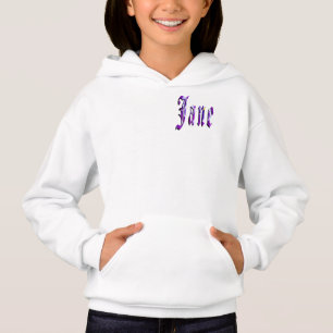 Camiseta Purple Floral Jane Name, Girls Hoodie