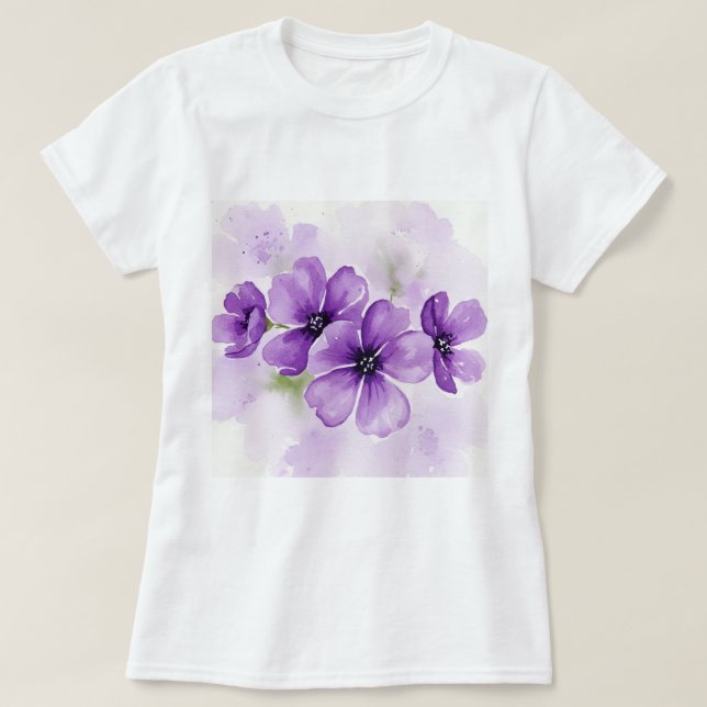Camiseta Purple flowers (Frente do Design)