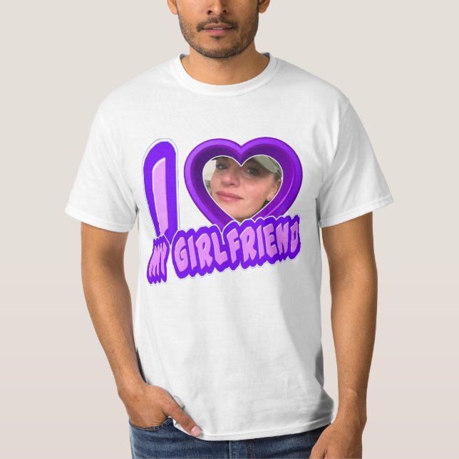 Camiseta Purple I Love My Namorada Foto Personalizada (Frente)