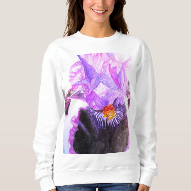 Camiseta Purple Iris Watercolor Flower Floral Birthday (Frente)