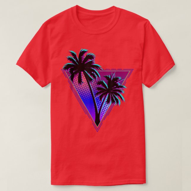 Camiseta Purple Midnight Retro Palm Tree Silhouette Design  (Frente do Design)