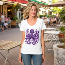 Camiseta Purple Octopus Victorian Steampunk Kraken 