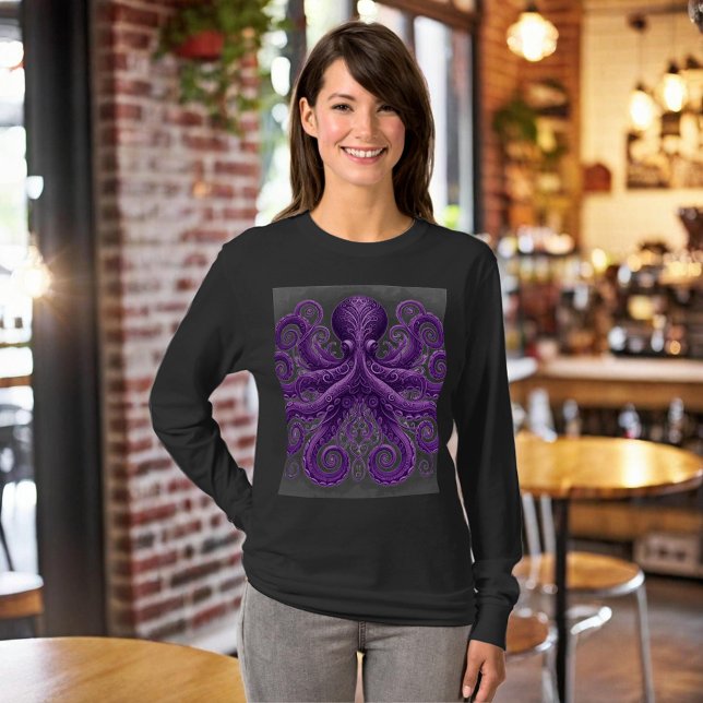 Camiseta Purple Octopus Victorian Steampunk Kraken  (Criador carregado)