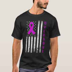 Camiseta Purple Overdose Awareness Flag Ribbon Addiction Re