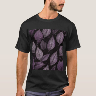 Camiseta "Purple Palm Leaf Black Tee - Coastal Elegance Shi